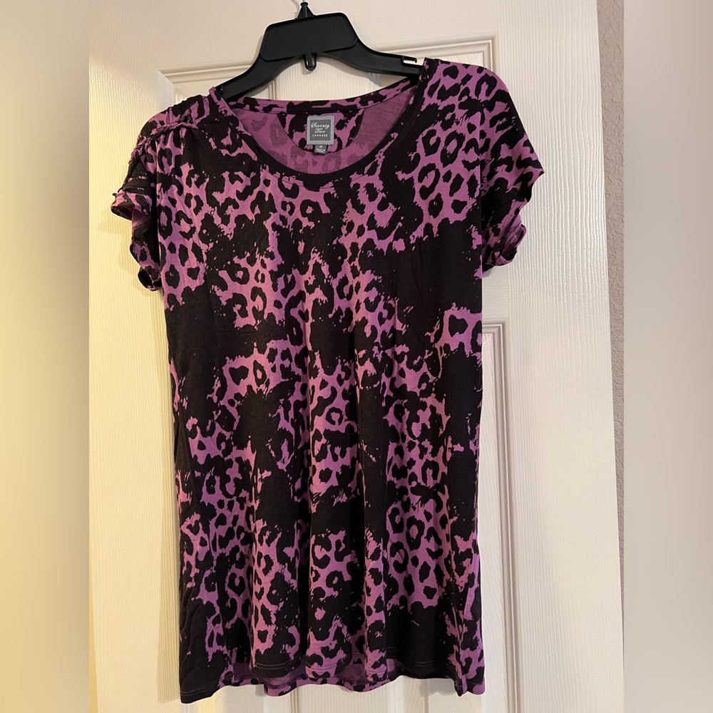 Nordstrom Seventy Two Changes Leopard Print Distressed Top Size M